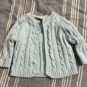 Light Blue Cable Knit Kids Cardigan